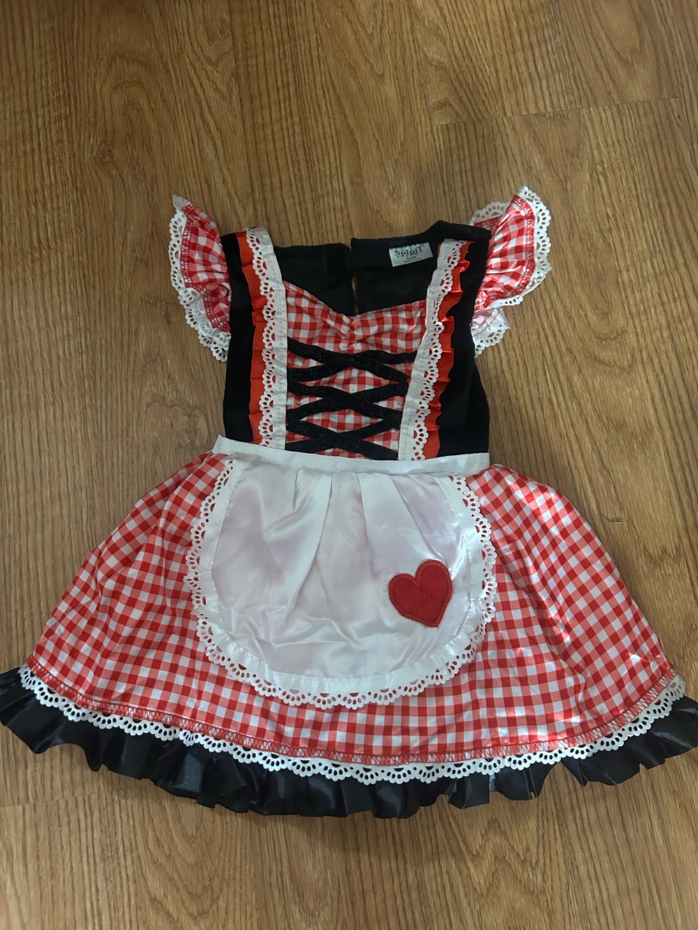 Spirit Red Gingham and Black Peasant Dress with White Apron